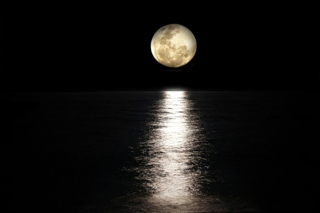 夜空に浮かぶ満月の写真
